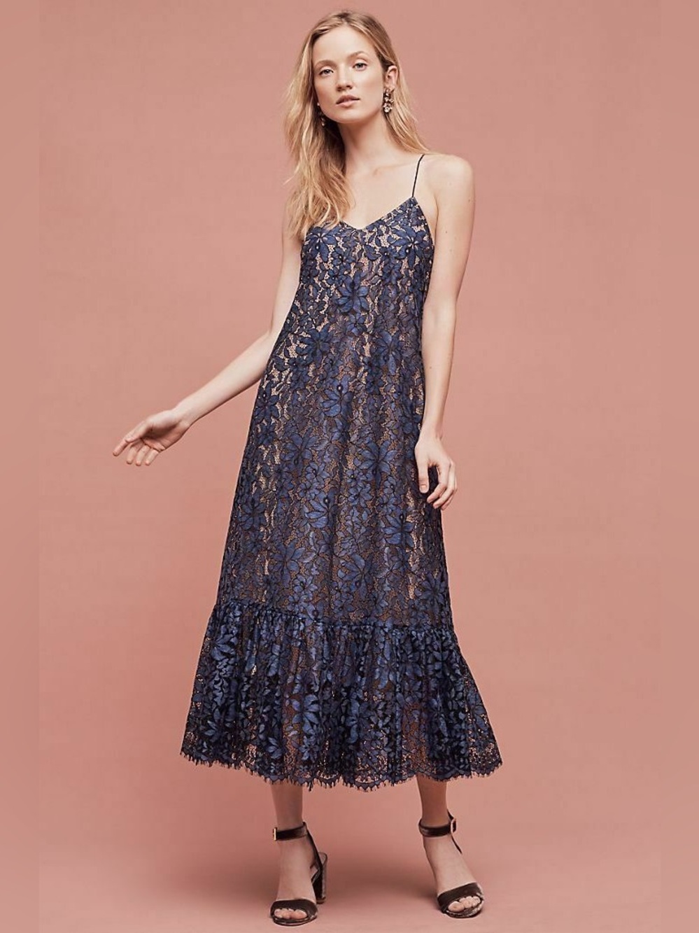 Anthropologie Celestial Lace Maxi Dress size 14